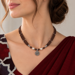 Multi-stranded Tulasi Mala with Lotus pendant