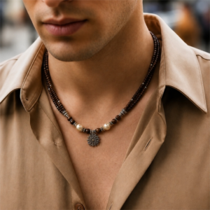 Multi-stranded Tulasi Mala with Lotus pendant
