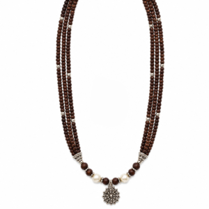 Multi-stranded Tulasi Mala with Lotus pendant