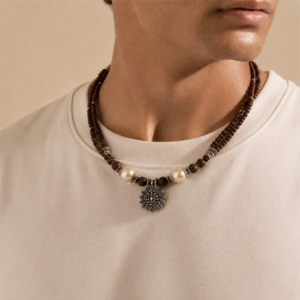 Multi-stranded Tulasi Mala with Lotus pendant