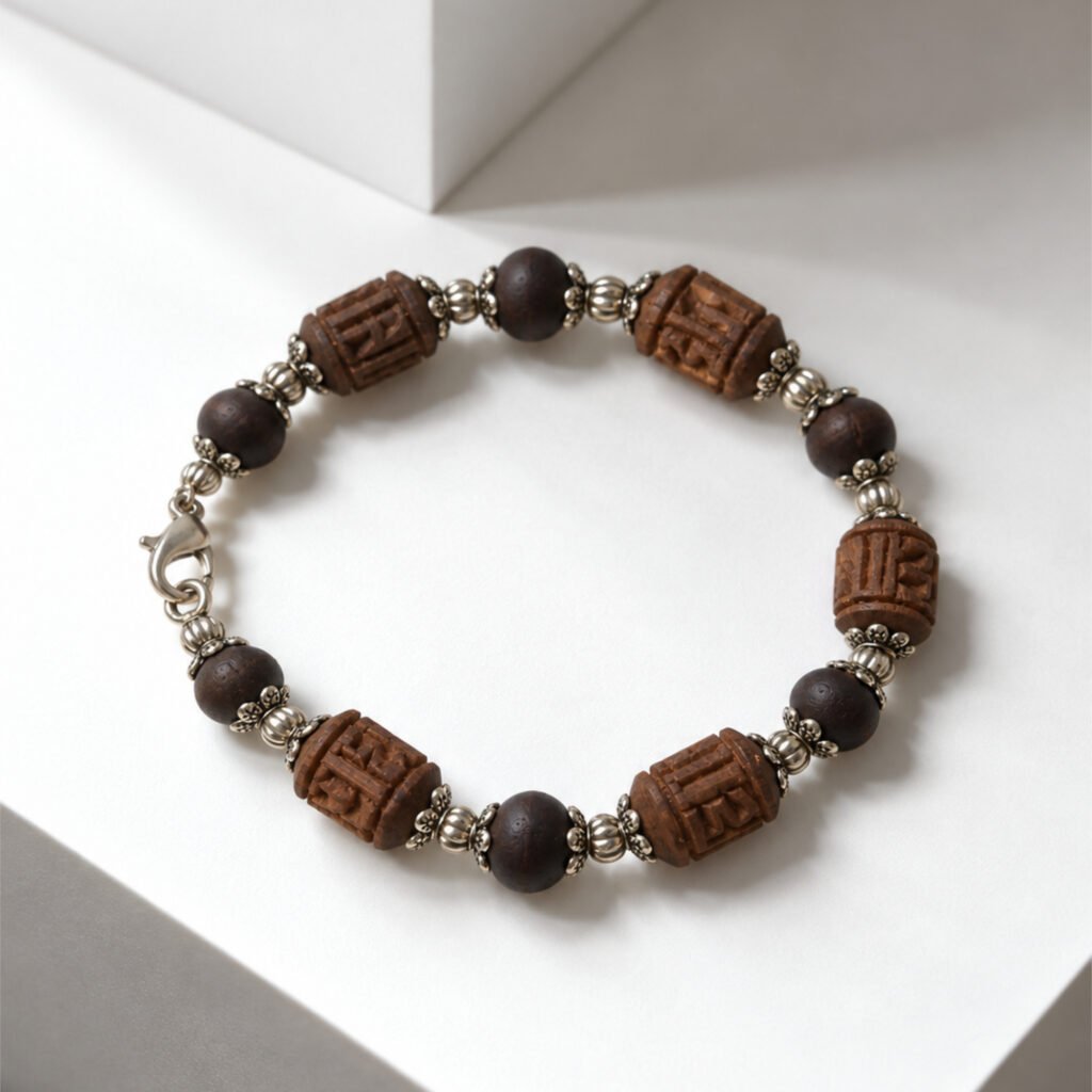 Tulasi Bracelet with Round and Carved beads