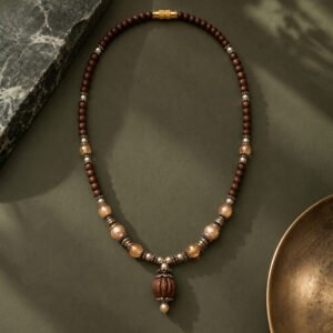 1-layer Tulasi Mala with Pearls & Tulasi bead hanging