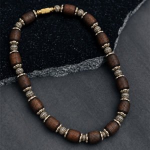 1-layer Tulasi Mala with Dark Brown Barrel beads