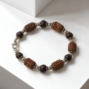 Tulasi Bracelet with Round and Carved beads