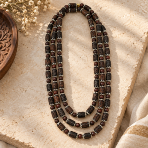 3-layer Tulasi Mala with Radhanaam Carved beads