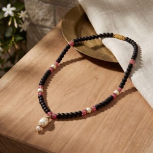 1-layer Tulasi Mala with Pearl hanging