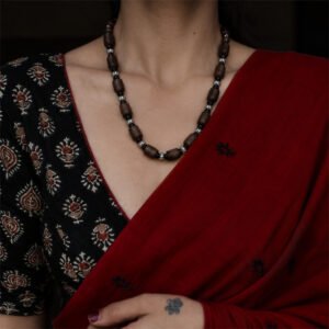 1-layer Tulasi Mala with Barrel & Black Round beads