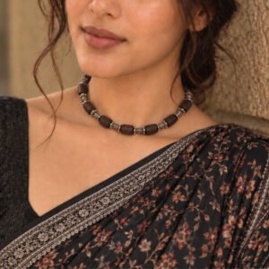 1-layer Tulasi Mala with Dark Brown Barrel beads