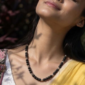 1-layer Tulasi Mala with Black beads
