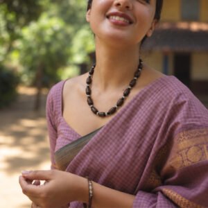 1-layer Tulasi Mala with Barrel & Black Round beads