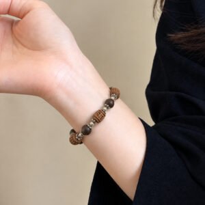 Tulasi Bracelet with Round and Carved beads