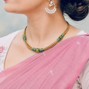 Multi stranded Tulasi Mala with Green pearls