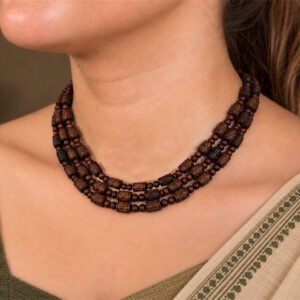 3-layer Tulasi Mala Carved & Round beads
