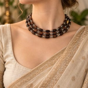 3-layer Tulasi Mala with Barrel beads