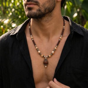 1-layer Tulasi Mala with Pearls & Tulasi bead hanging