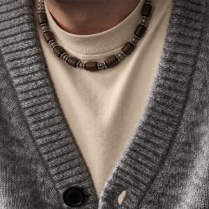 1-layer Tulasi Mala with Dark Brown Barrel beads