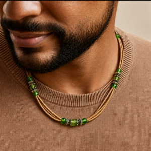 Multi stranded Tulasi Mala with Green pearls