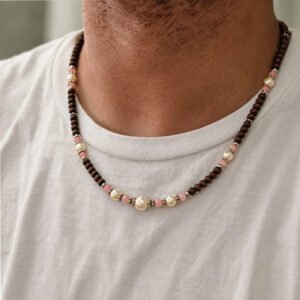 1-layer Tulasi Mala with Pink & Creamy pearls