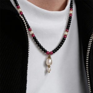 1-layer Tulasi Mala with Pearl hanging