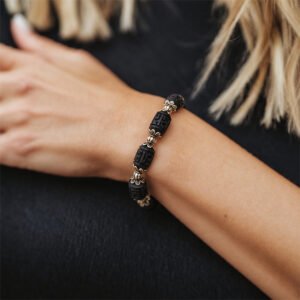 Tulasi Bracelet with Black carved beads