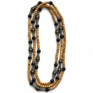 3-layer Tulasi Mala with Tan & Black beads