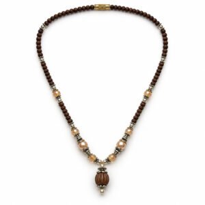 1-layer Tulasi Mala with Pearls & Tulasi bead hanging