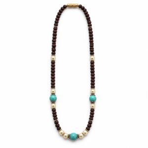 1-layer Tulasi Mala with Turquoise & Off-white pearls