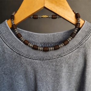 1-layer Tulasi Mala with Dark Brown Barrel beads