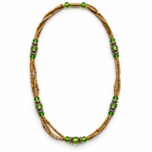 Multi stranded Tulasi Mala with Green pearls