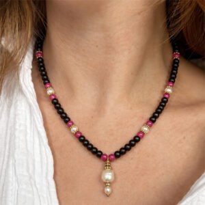 1-layer Tulasi Mala with Pearl hanging