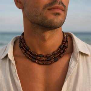3-layer Tulasi Mala Carved & Round beads