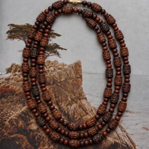 3-layer Tulasi Mala Carved & Round beads