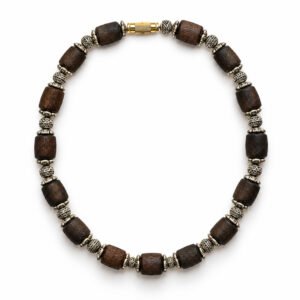 1-layer Tulasi Mala with Dark Brown Barrel beads