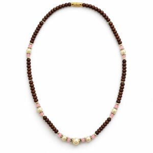 1-layer Tulasi Mala with Pink & Creamy pearls