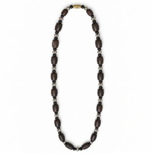 1-layer Tulasi Mala with Barrel & Black Round beads