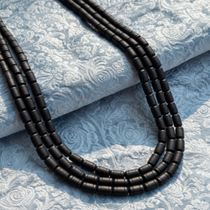 3 layer Tulasi Mala with Black Barrel beads - TM127