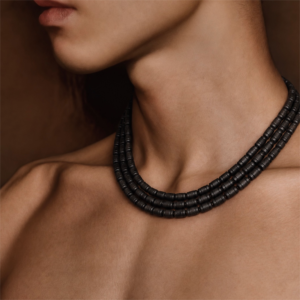 3 layer Tulasi Mala with Black Barrel beads - TM127
