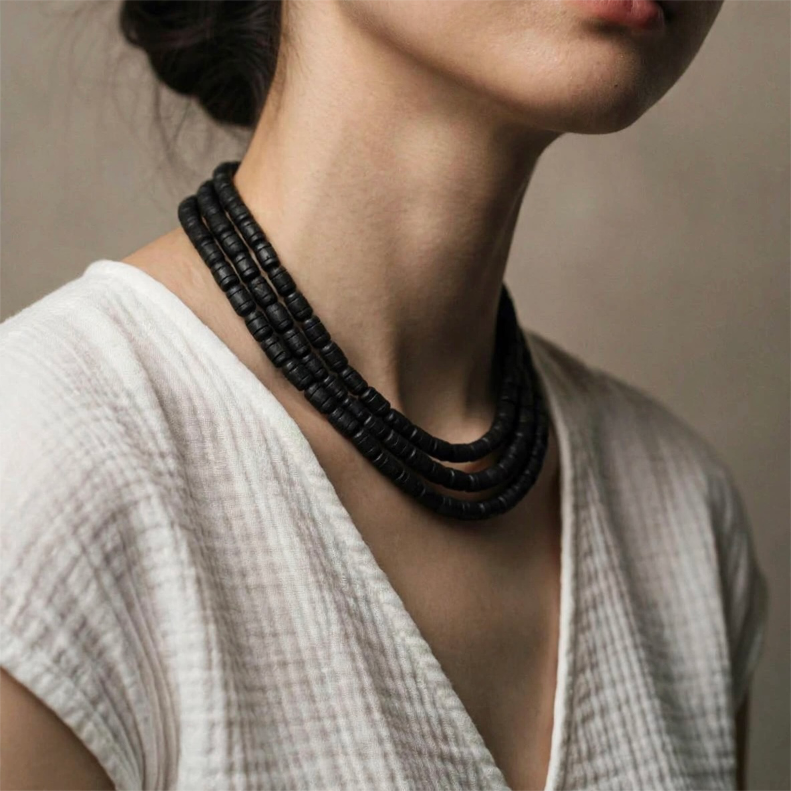 3 layer Tulasi Mala with Black Barrel beads - TM127 - Image 4
